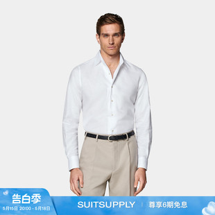 新款 SUITSUPPLY白色棉亚麻混纺衬衫 特别修身 休闲 24夏季 男士 时尚