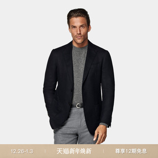 SUITSUPPLY藏青色S120支羊毛法兰绒外套男士 上衣 西装