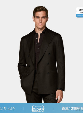 SUITSUPPLY-深棕色S120支羊毛法兰绒商务休闲西装上衣外套