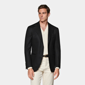 SUITSUPPLY黑色西装 外套S120支羊毛法兰绒慵懒休闲