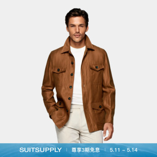 夹克外套休闲时尚 式 衬衫 SUITSUPPLY William棕色亚麻男士 春季