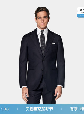 SUITSUPPLY藏青色羊毛西服合体商务男士西装上衣外套