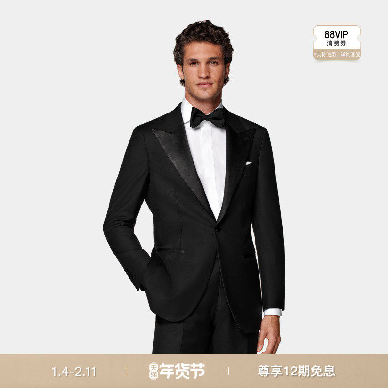 SUITSUPPLY外套黑色S110支羊毛晚礼服西装上衣正装,男装,休闲西服,淘宝优惠券,粉丝福利购,淘宝优惠卷