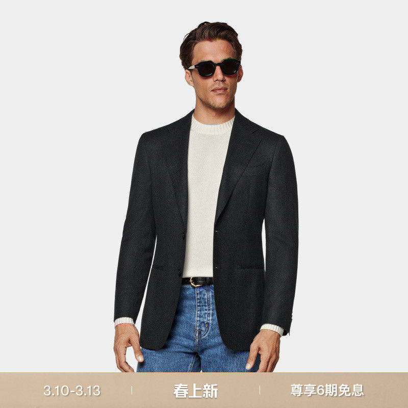 SUITSUPPLY外套深灰色S120支羊毛男士西装上衣休闲
