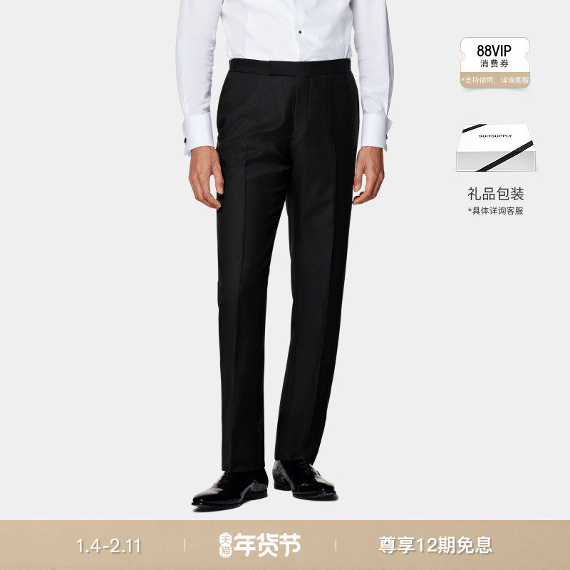 SUITSUPPLY秋黑色S110支羊毛直筒男士礼服长裤正装,男装,西裤,淘宝优惠券,粉丝福利购,淘宝优惠卷