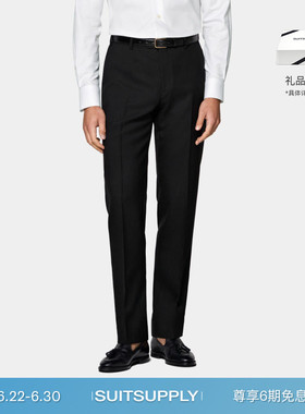 26夏季新品SUITSUPPLY黑色热带羊毛常青直筒裤腿西装长裤