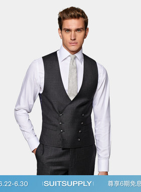 SUITSUPPLY深灰色男士背心马甲四季经典款