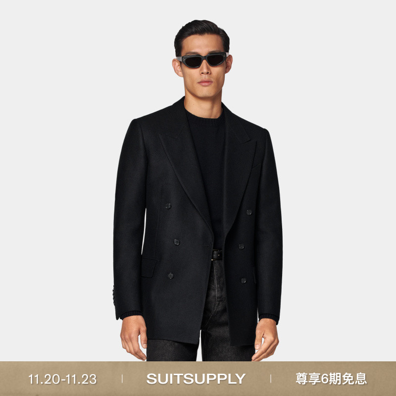 Suitsupply黑色羊毛混纺西服