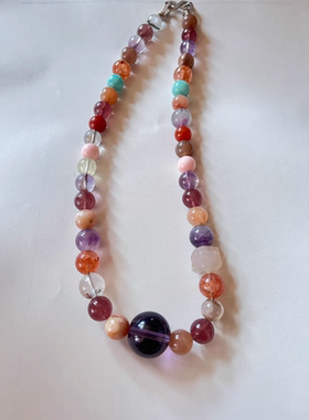 新中式国风原创设计天然水晶紫水晶多宝项链锁骨链