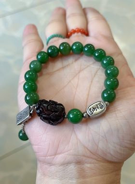 新中式国风原创设计天然和田玉碧玉直切珠串手串手链