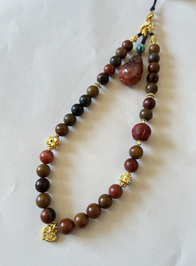 新中式国风原创本命年招财貔貅天然南红玛瑙包浆珠串手机链挂件女