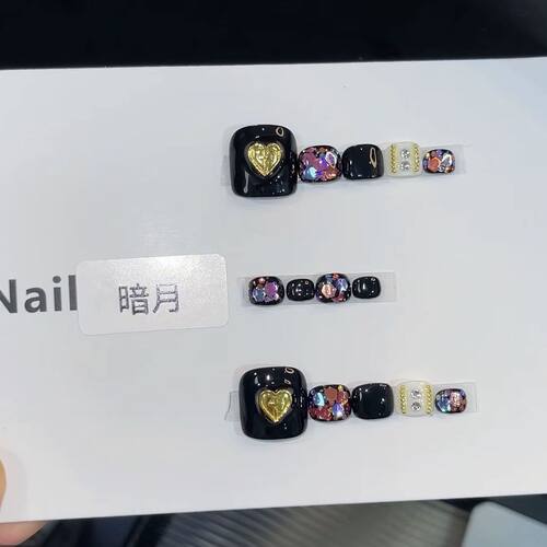 暗月 纯手工定制光疗美甲假指甲贴片穿戴式小红书气质新娘ins脚
