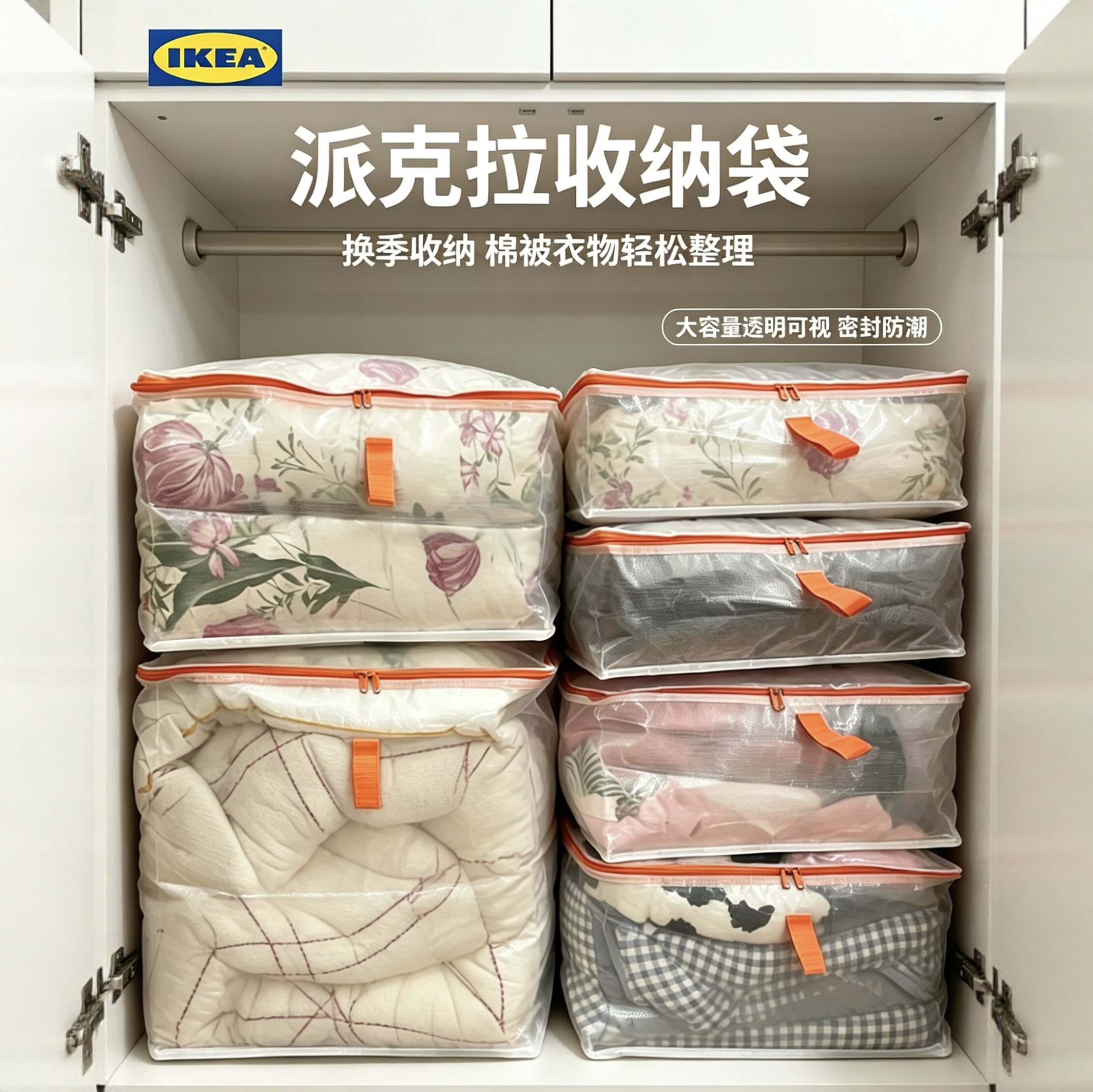 IKEA宜家派克拉储物袋被子收纳袋换季衣物整理搬家袋打包袋大容量