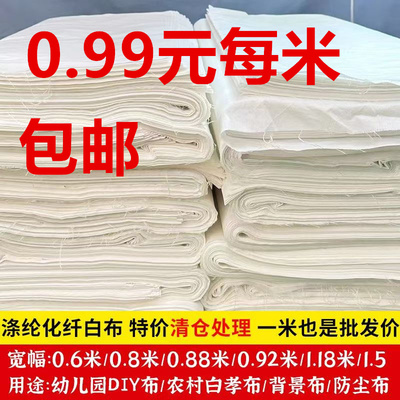 白色布农村白孝布80厘米宽幼儿园diy白布涤纶白色白布料厂家