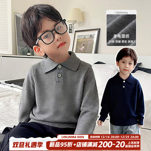 中大童打底衫 霖霖妈童装 T恤秋装 秋儿童长袖 复古 男童老钱风POLO衫