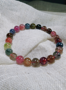 宝精品巴西老矿碧玺西瓜碧玺手链