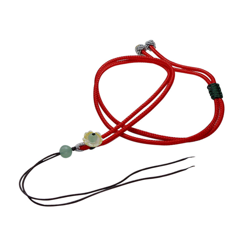 BODHI ON THE CLOUDS ORIGINAL DESIGN HAND-WOVEN PENDANT ROPE JADE PENDANT LANYARD GOLD CRYSTAL JADE NECKLACE ROPE