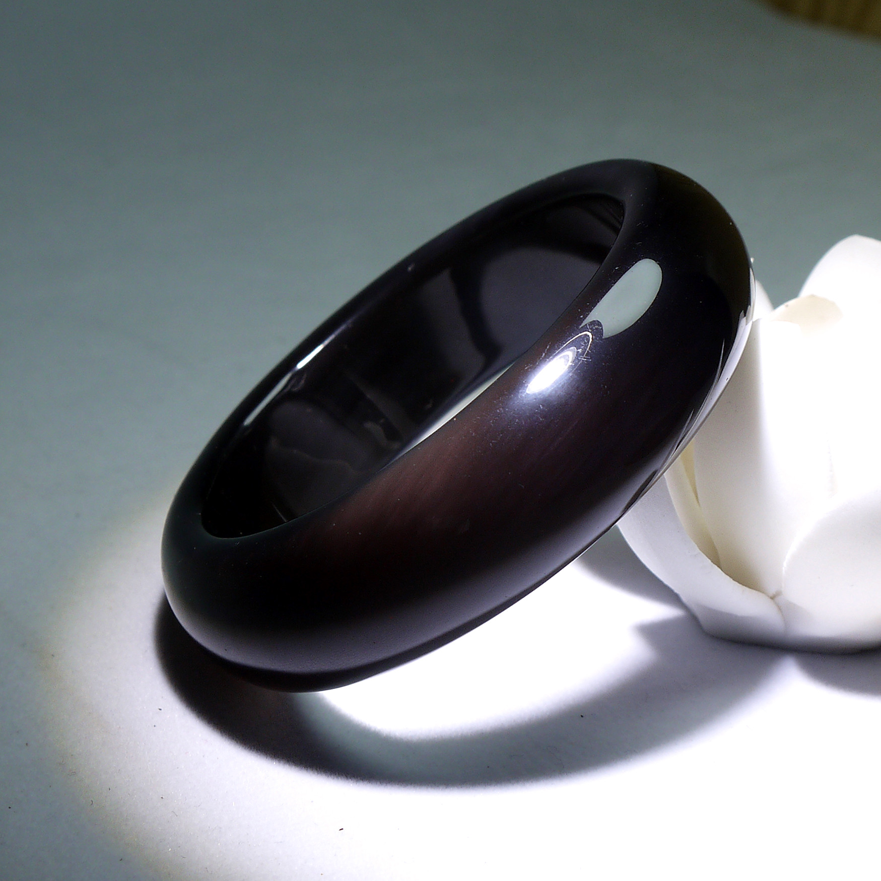 天然冰种黑曜石手镯玉镯本命年吉祥物加宽加厚水晶镯子送女友现货