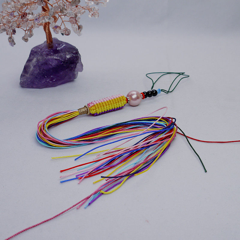 HAND-WOVEN MULTICOLORED ROPE DIAMOND KNOT TURNING PRAYER CYLINDER ORNAMENT ORIGINAL DESIGN BAG HANGING NATAL YEAR AUSPICIOUS SANDALWOOD