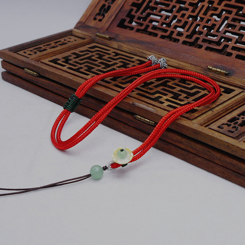 BODHI ON THE CLOUDS ORIGINAL DESIGN HAND-WOVEN PENDANT ROPE JADE PENDANT LANYARD GOLD CRYSTAL JADE NECKLACE ROPE