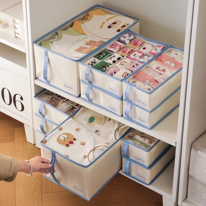 儿童内衣内裤收纳盒宝宝袜子三合一收纳神器抽屉式分隔婴儿级布艺,收纳整理,内衣收纳盒,淘宝优惠券,粉丝福利购,淘宝优惠卷