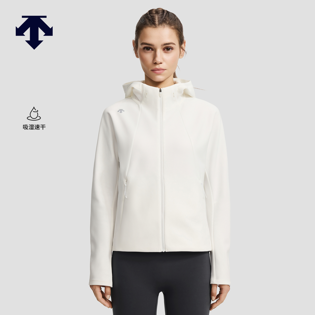 DESCENTE迪桑特WOMEN’S RUNNING系列女士吸湿速干针织运动上衣