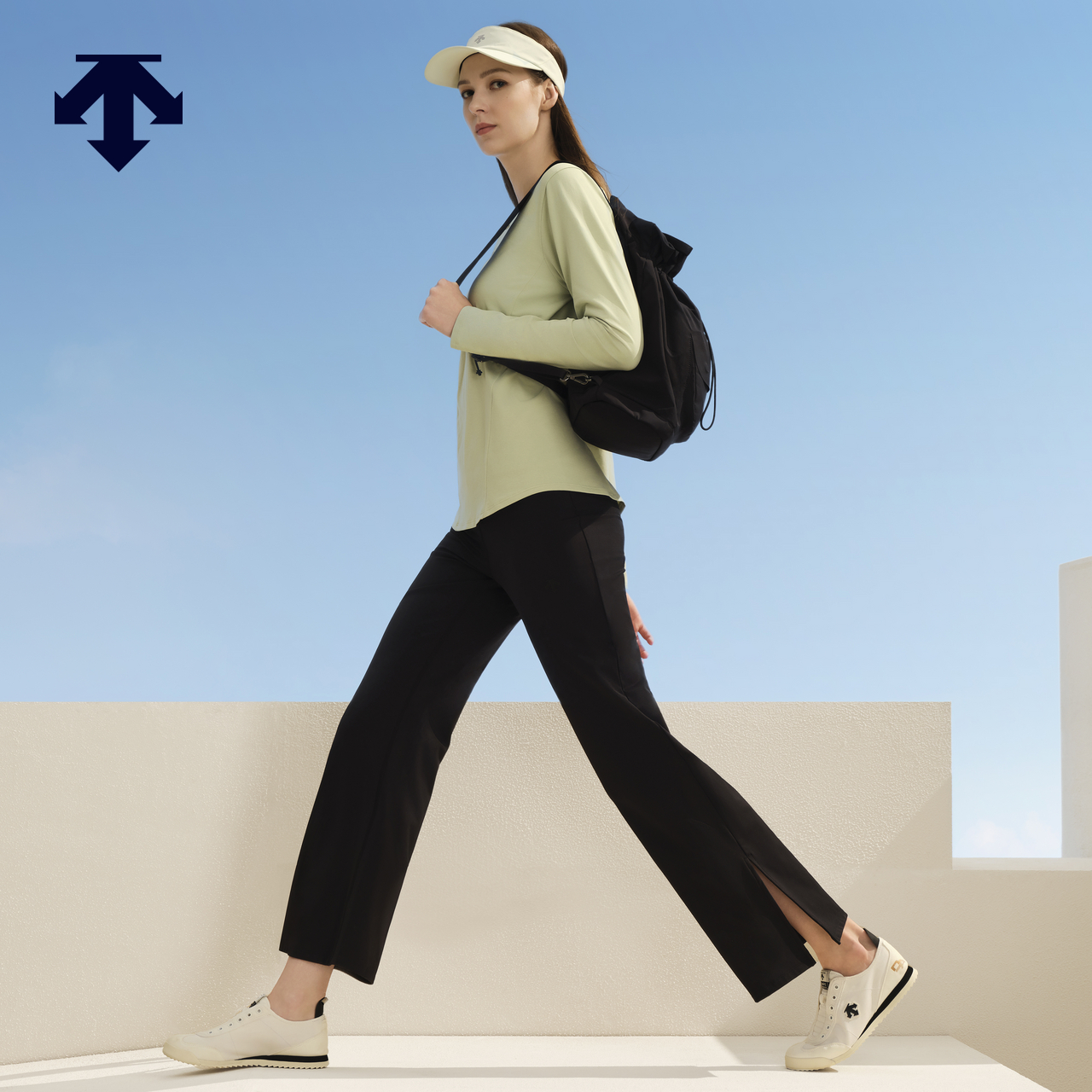 DESCENTE迪桑特ESSENTIAL女士针织运动喇叭裤长裤