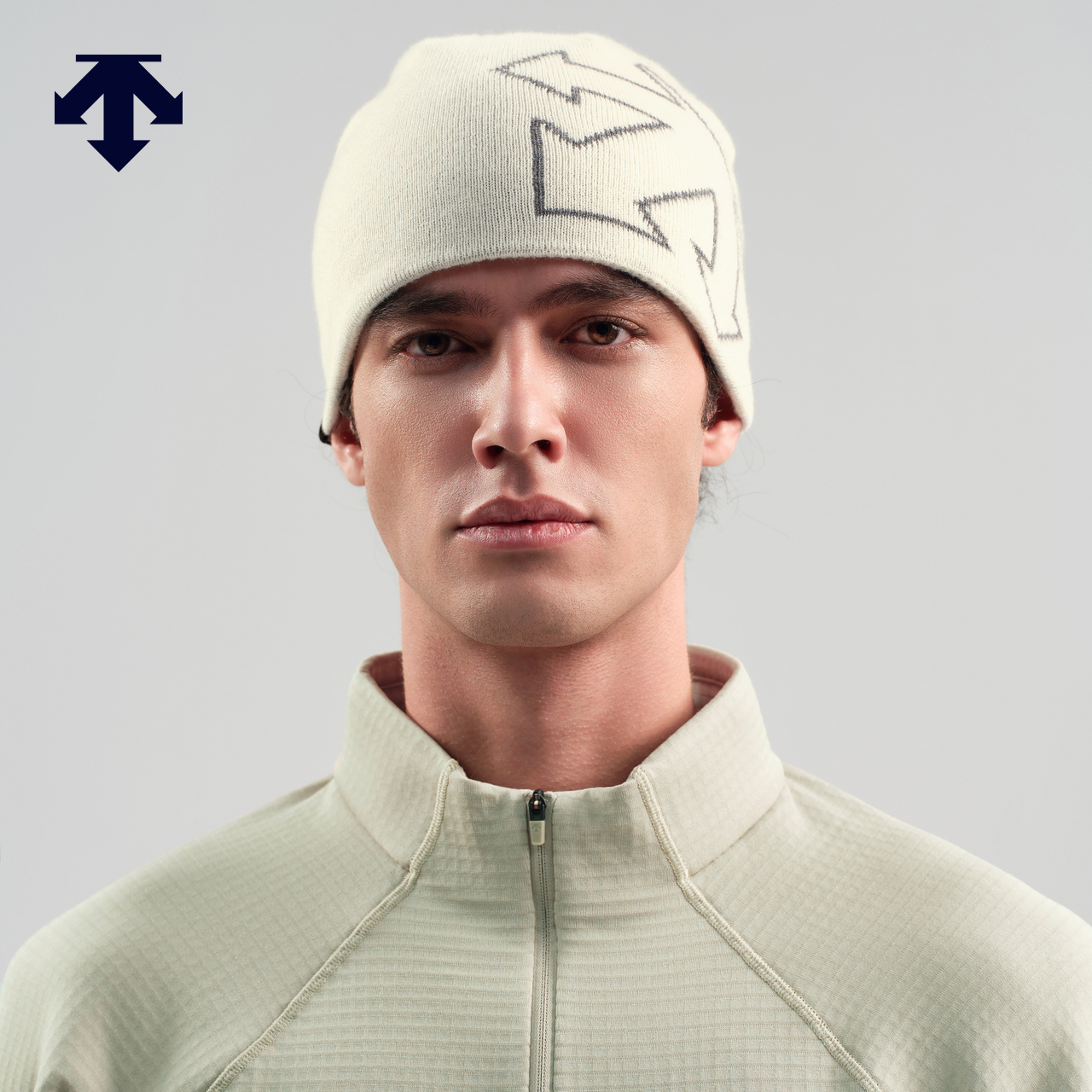 DESCENTE迪桑特SNOWBOARD系列男女同款印花LOGO针织帽