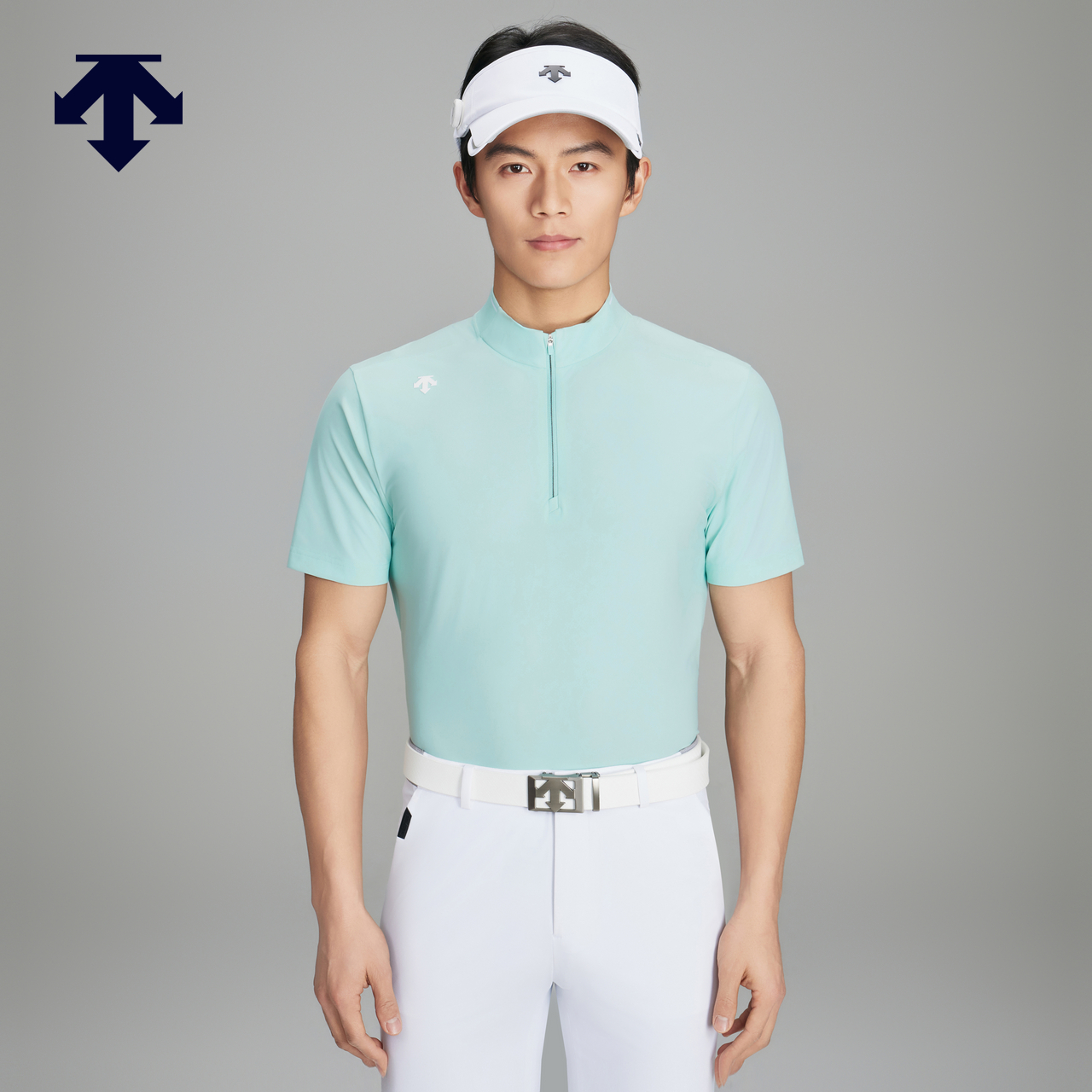 DESCENTEGOLF迪桑特高尔夫男士立领防晒短袖POLO衫