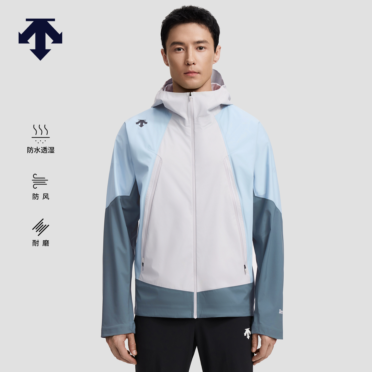DESCENTE迪桑特RUNNING跑步运动健身男士F360防风防水梭织外套