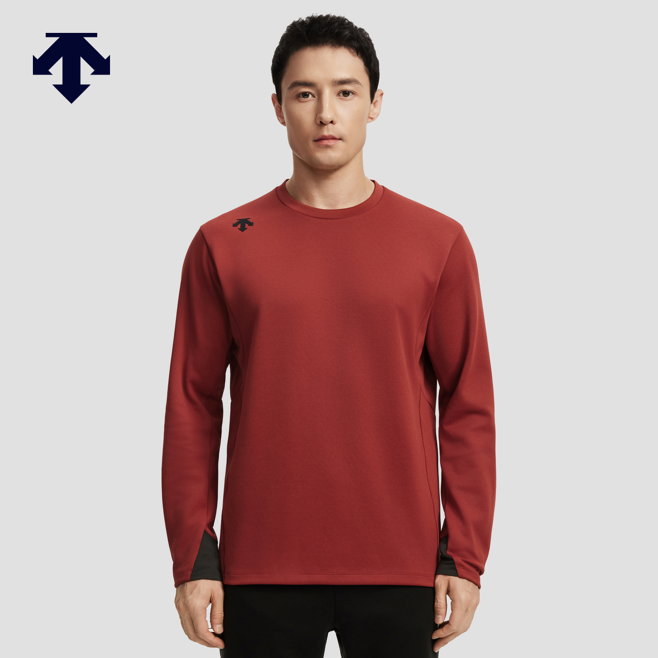 DESCENTE迪桑特TRAINING综训训练运动健身男士长袖针织衫套头卫衣