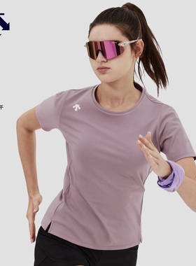 DESCENTE迪桑特WOMEN’S RUNNING系列女士防晒吸湿速干短袖针织衫