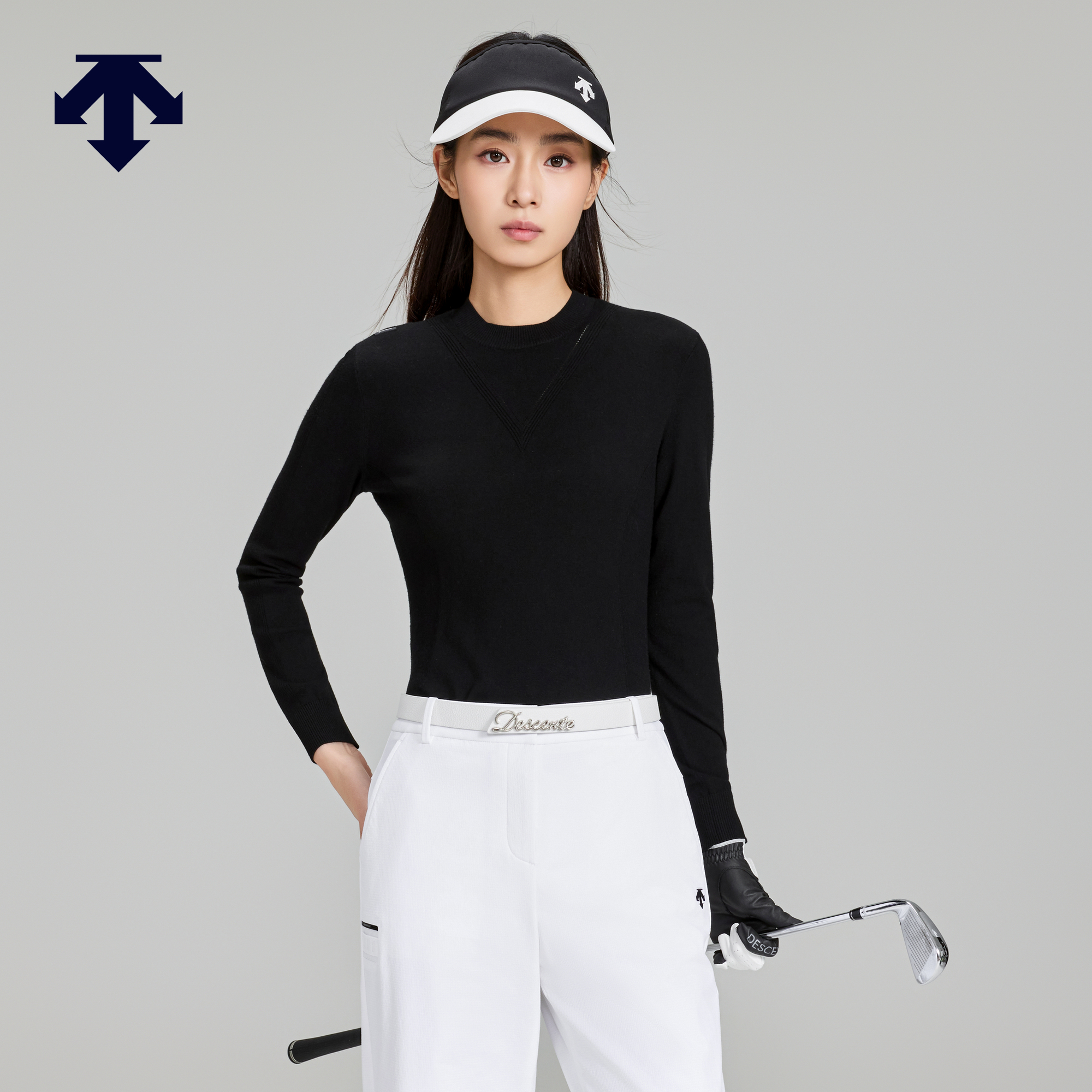 DESCENTEGOLF迪桑特高尔夫女士S-CORE系列修身长袖针织衫秋冬新品