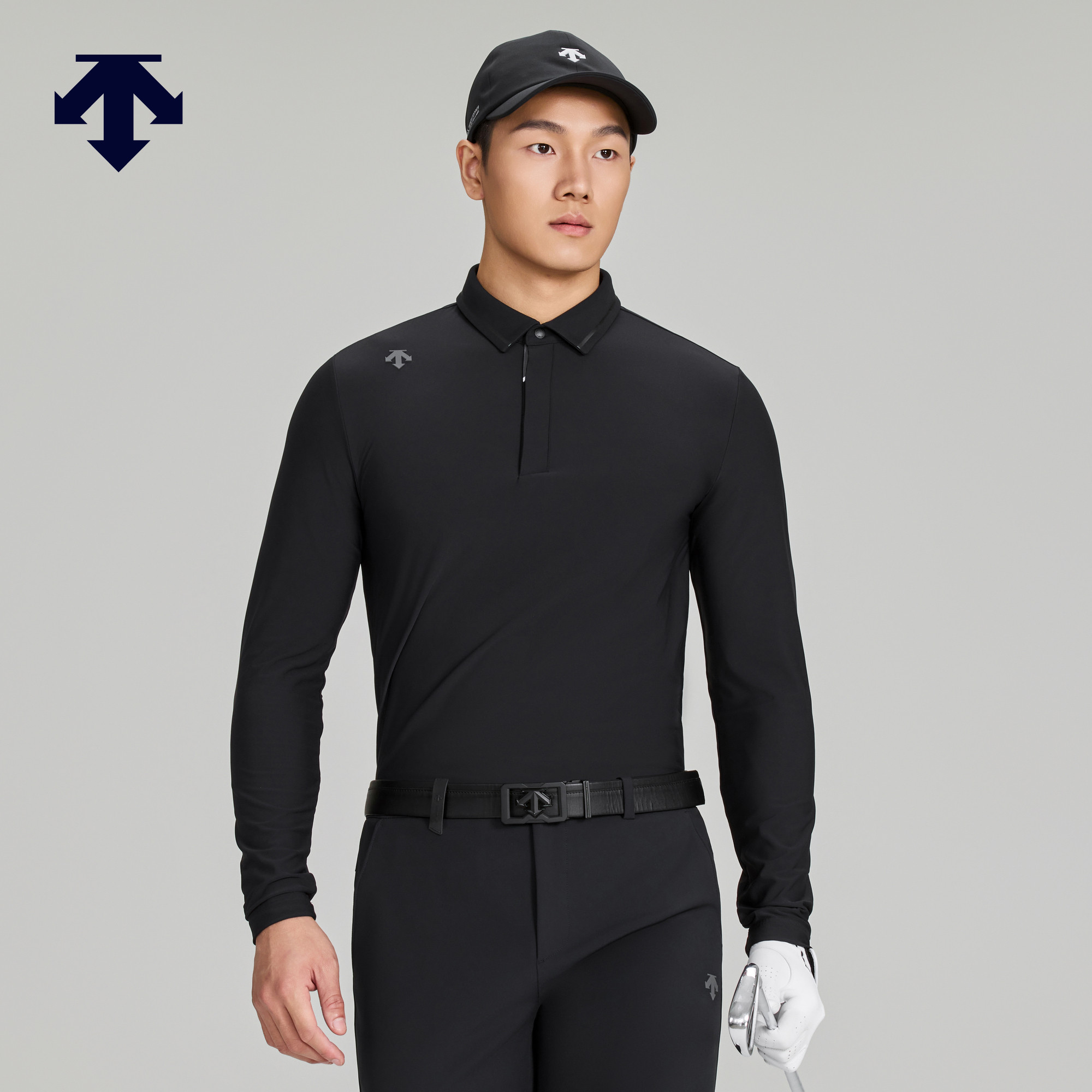 DESCENTEGOLF迪桑特高尔夫男PRO弹力柔软加绒长袖POLO衫 秋冬新品