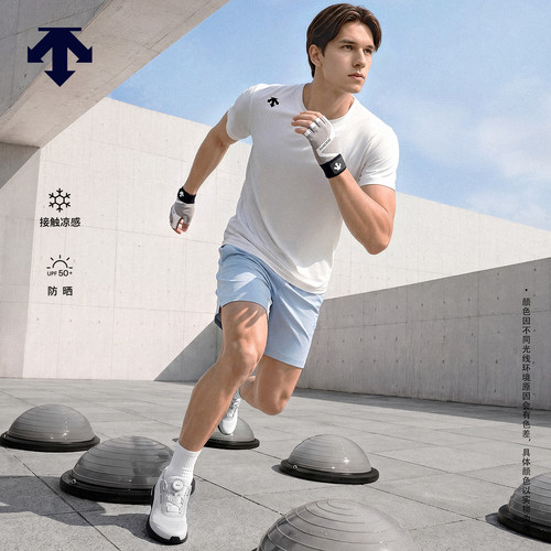 DESCENTE迪桑特TRAINING系列TRICOT经编凉感防晒UPF50+短袖T恤