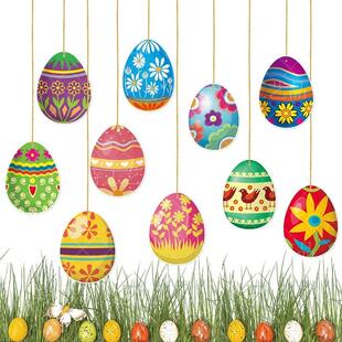 25新款复活节装饰挂饰吊饰Easter彩蛋吊饰兔子狂欢节派对布置道具