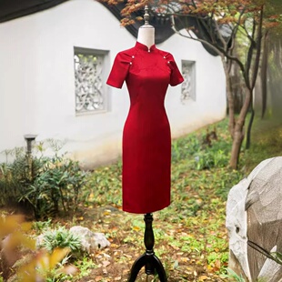 旗袍 优雅美丽大方后开叉花鸟提花改良中长款 2026新款 春夏时尚