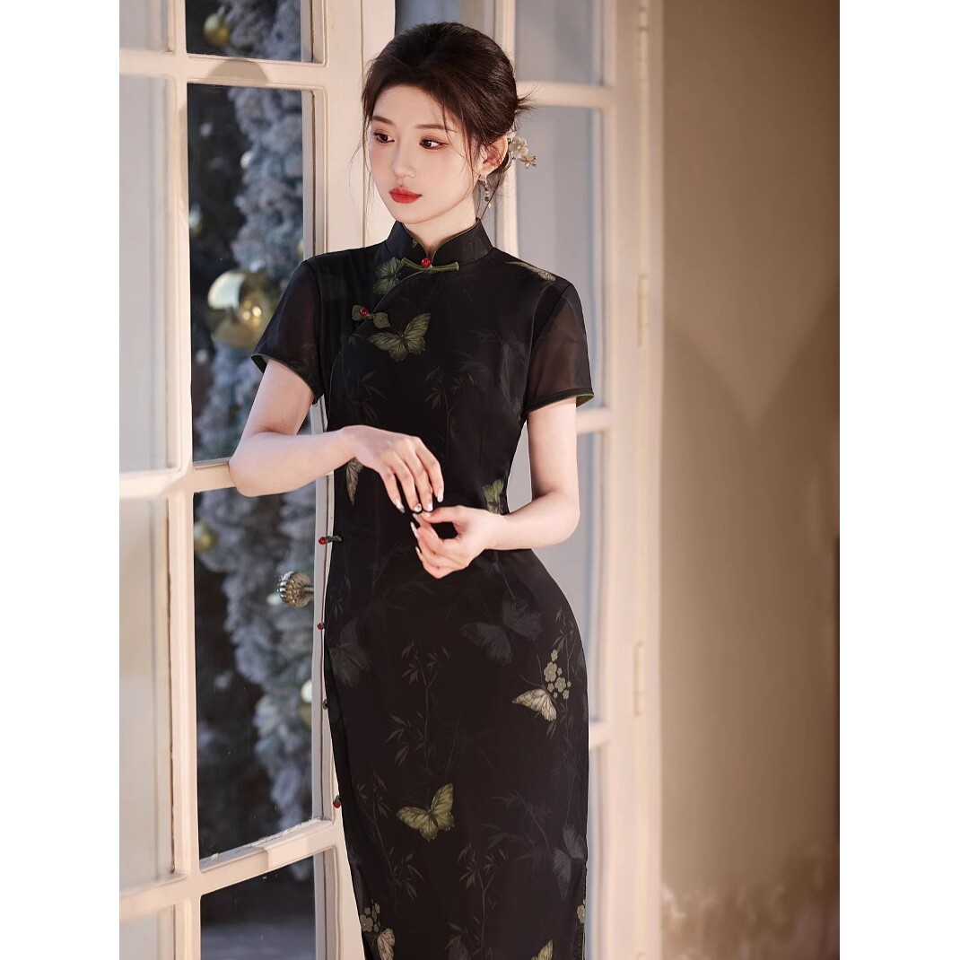 2026新款春夏款网纱长款旗袍修身显瘦日常连衣裙礼服少女礼服