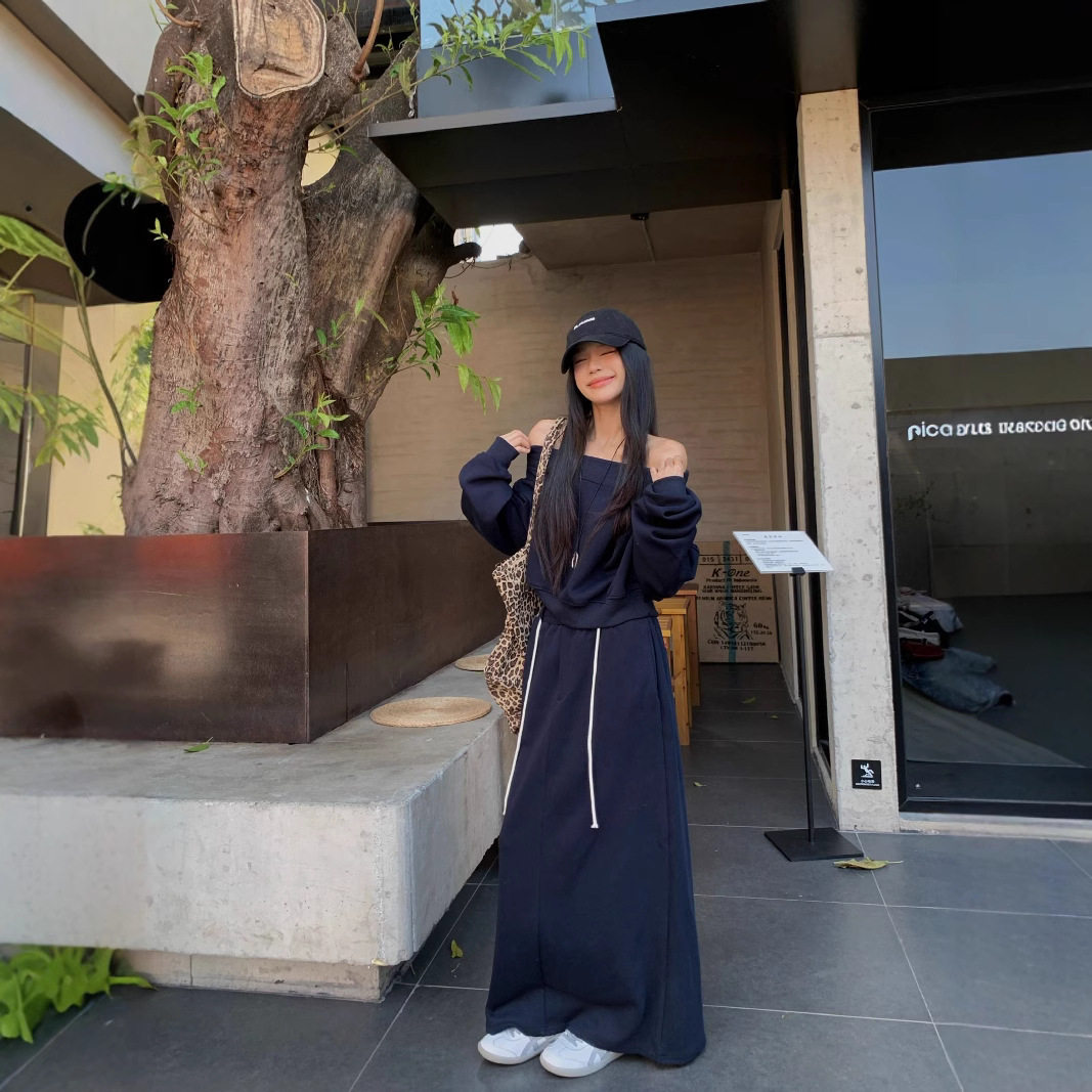 2026新款春秋季高级感休闲卫衣套装一字肩卫衣显瘦半身裙两件,女装/女士精品,大码套装,淘宝优惠券,粉丝福利购,淘宝优惠卷