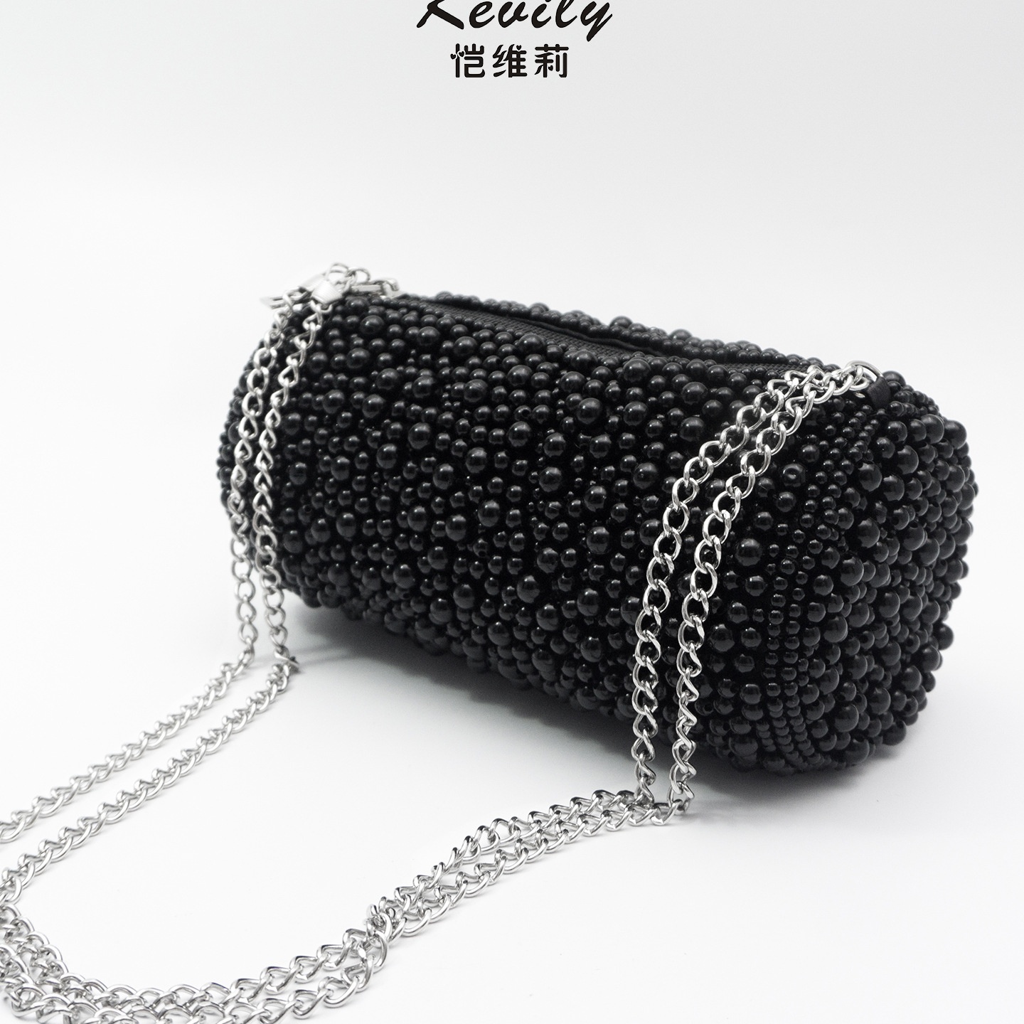 2025新款恺维莉春季珍珠圆筒女包斜挎个性珍珠链条腋下包厂家
