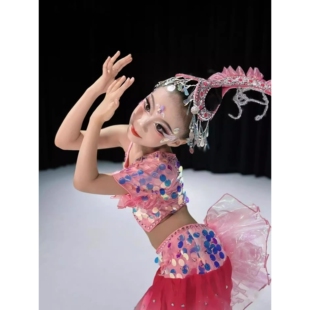 2026新款鱼儿舞蹈服儿童傣族舞古典肚皮舞唧唧鱼儿跃演出服鱼