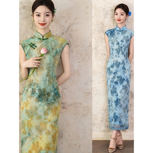 2026新款新中式改良无袖旗袍绿色夏季气质长款年轻款少女拍照