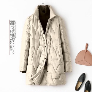 【品牌断码】M2女装秋冬90白鸭绒宽松大码中长款轻薄羽绒服