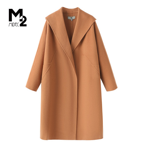 M2折扣店极简长款双面呢妈妈大衣