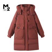 羽绒服 中年妈妈保暖白鸭绒连帽加厚中长款 M2折扣店冬新款 宽松大码