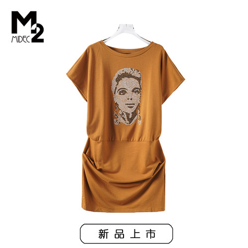 m2折扣店女装春夏宽松大码休闲时尚圆领短袖T恤