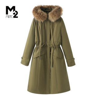 【断码】M2折扣店冬季宽松大码中年妈妈白鸭绒大毛领羽绒服