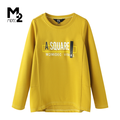 M2折扣店春秋黄色圆领长袖卫衣