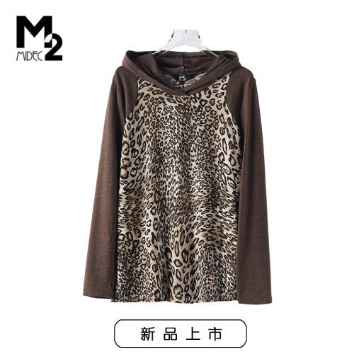 m2折扣店女装春秋宽松大码休闲时尚连帽长袖T恤