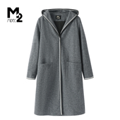 M2折扣店春秋极简风连帽中长款 风衣女冬季 宽松显瘦羊毛大衣外套